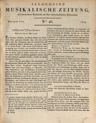 Allgemeine musikalische Zeitung Mittwoch 9. Juni 1819