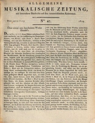 Allgemeine musikalische Zeitung Samstag 12. Juni 1819