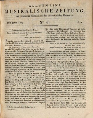 Allgemeine musikalische Zeitung Mittwoch 16. Juni 1819