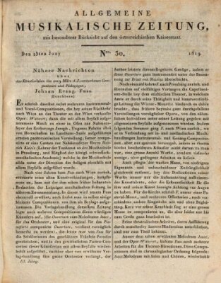 Allgemeine musikalische Zeitung Mittwoch 23. Juni 1819