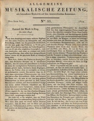 Allgemeine musikalische Zeitung Samstag 3. Juli 1819