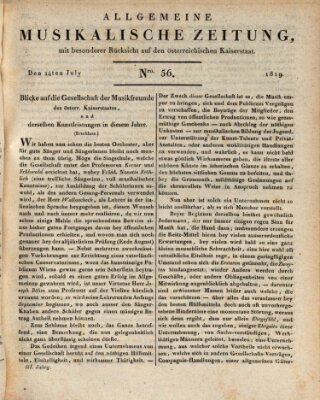 Allgemeine musikalische Zeitung Mittwoch 14. Juli 1819