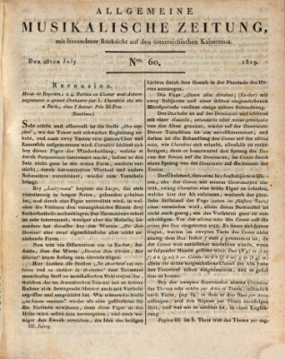 Allgemeine musikalische Zeitung Mittwoch 28. Juli 1819