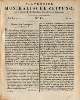 Allgemeine musikalische Zeitung Samstag 31. Juli 1819