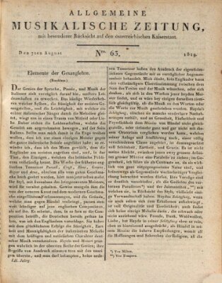 Allgemeine musikalische Zeitung Samstag 7. August 1819