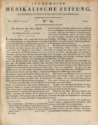 Allgemeine musikalische Zeitung Samstag 28. August 1819