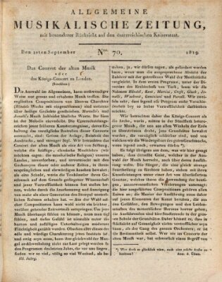 Allgemeine musikalische Zeitung Mittwoch 1. September 1819