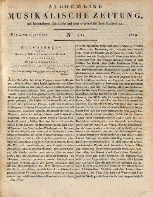 Allgemeine musikalische Zeitung Samstag 4. September 1819