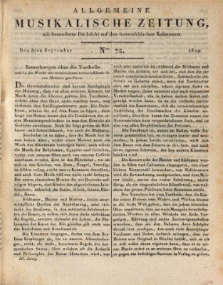 Allgemeine musikalische Zeitung Mittwoch 8. September 1819