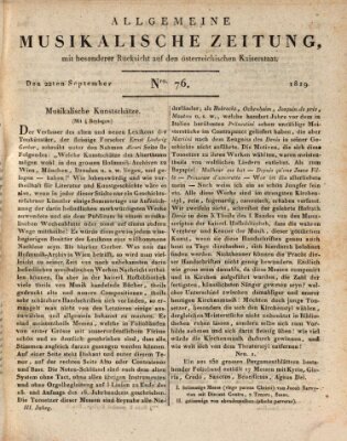 Allgemeine musikalische Zeitung Mittwoch 22. September 1819