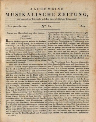 Allgemeine musikalische Zeitung Samstag 9. Oktober 1819