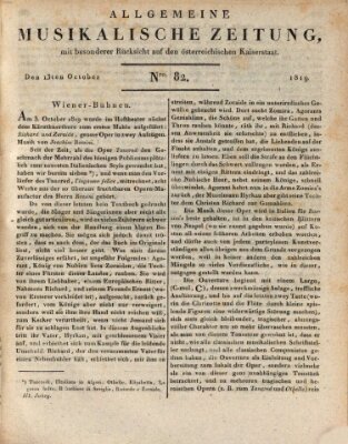 Allgemeine musikalische Zeitung Mittwoch 13. Oktober 1819