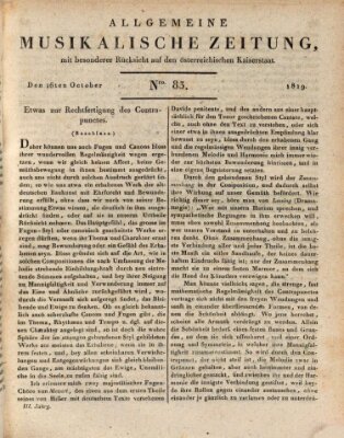 Allgemeine musikalische Zeitung Samstag 16. Oktober 1819