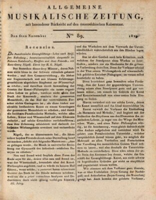 Allgemeine musikalische Zeitung Samstag 6. November 1819