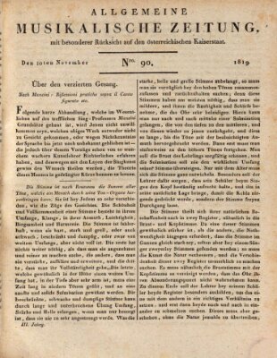 Allgemeine musikalische Zeitung Mittwoch 10. November 1819