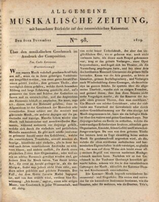 Allgemeine musikalische Zeitung Mittwoch 8. Dezember 1819