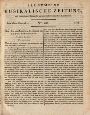 Allgemeine musikalische Zeitung Mittwoch 15. Dezember 1819