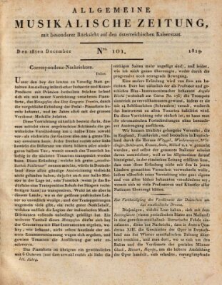 Allgemeine musikalische Zeitung Samstag 18. Dezember 1819