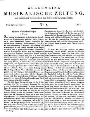 Allgemeine musikalische Zeitung Samstag 22. Januar 1820