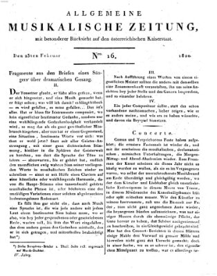 Allgemeine musikalische Zeitung Mittwoch 23. Februar 1820