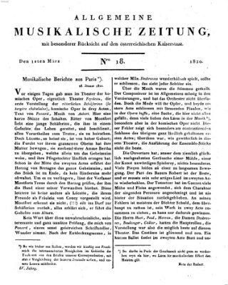 Allgemeine musikalische Zeitung Mittwoch 1. März 1820