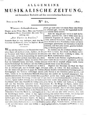 Allgemeine musikalische Zeitung Samstag 11. März 1820