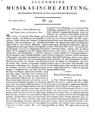 Allgemeine musikalische Zeitung Mittwoch 22. März 1820