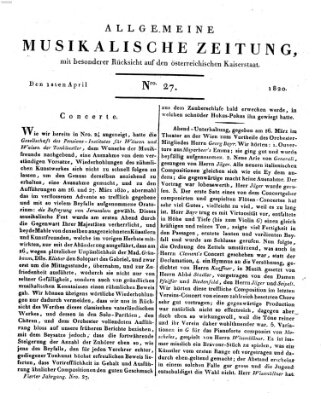 Allgemeine musikalische Zeitung Samstag 1. April 1820