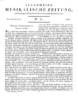 Allgemeine musikalische Zeitung Samstag 15. April 1820