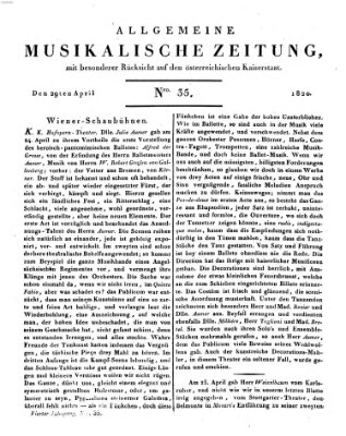 Allgemeine musikalische Zeitung Samstag 29. April 1820