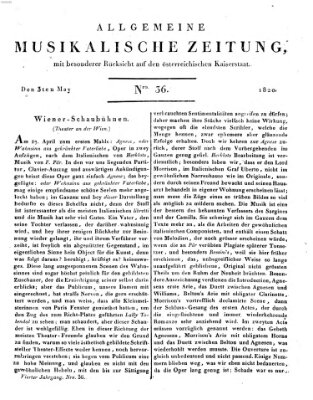 Allgemeine musikalische Zeitung Mittwoch 3. Mai 1820