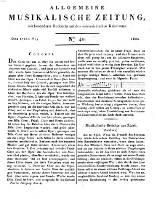 Allgemeine musikalische Zeitung Mittwoch 17. Mai 1820