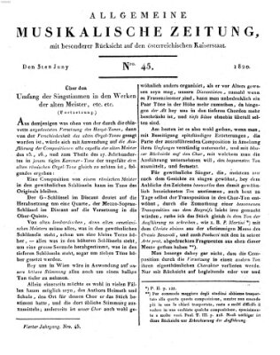 Allgemeine musikalische Zeitung Samstag 3. Juni 1820