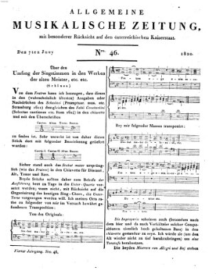 Allgemeine musikalische Zeitung Mittwoch 7. Juni 1820