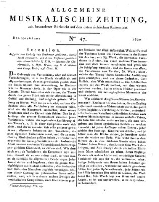 Allgemeine musikalische Zeitung Samstag 10. Juni 1820