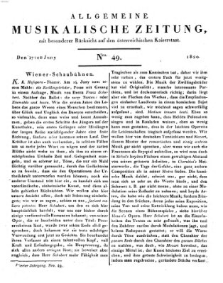 Allgemeine musikalische Zeitung Samstag 17. Juni 1820