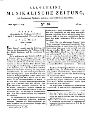 Allgemeine musikalische Zeitung Mittwoch 19. Juli 1820