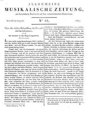 Allgemeine musikalische Zeitung Samstag 5. August 1820