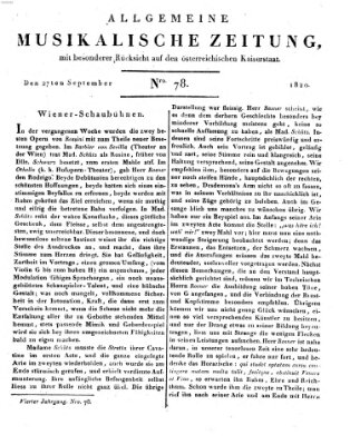 Allgemeine musikalische Zeitung Mittwoch 27. September 1820