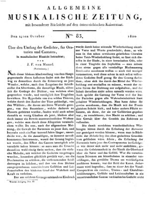 Allgemeine musikalische Zeitung Samstag 14. Oktober 1820