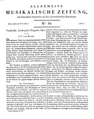 Allgemeine musikalische Zeitung Mittwoch 25. Oktober 1820