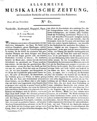 Allgemeine musikalische Zeitung Samstag 28. Oktober 1820