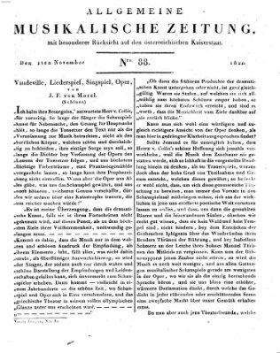 Allgemeine musikalische Zeitung Mittwoch 1. November 1820