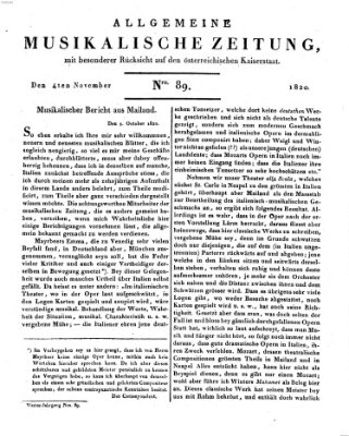 Allgemeine musikalische Zeitung Samstag 4. November 1820