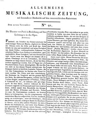 Allgemeine musikalische Zeitung Samstag 11. November 1820