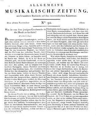 Allgemeine musikalische Zeitung Mittwoch 15. November 1820