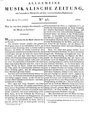 Allgemeine musikalische Zeitung Samstag 18. November 1820