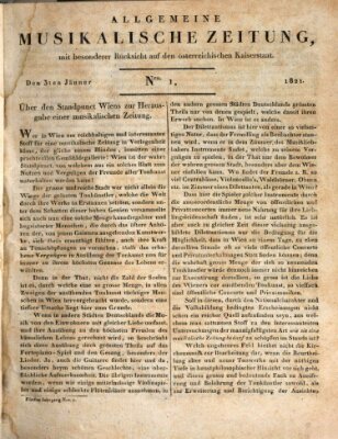 Allgemeine musikalische Zeitung Mittwoch 3. Januar 1821