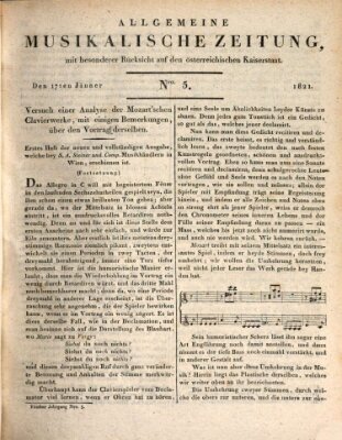 Allgemeine musikalische Zeitung Mittwoch 17. Januar 1821