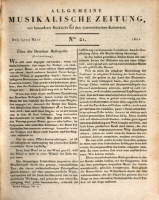 Allgemeine musikalische Zeitung Mittwoch 14. März 1821